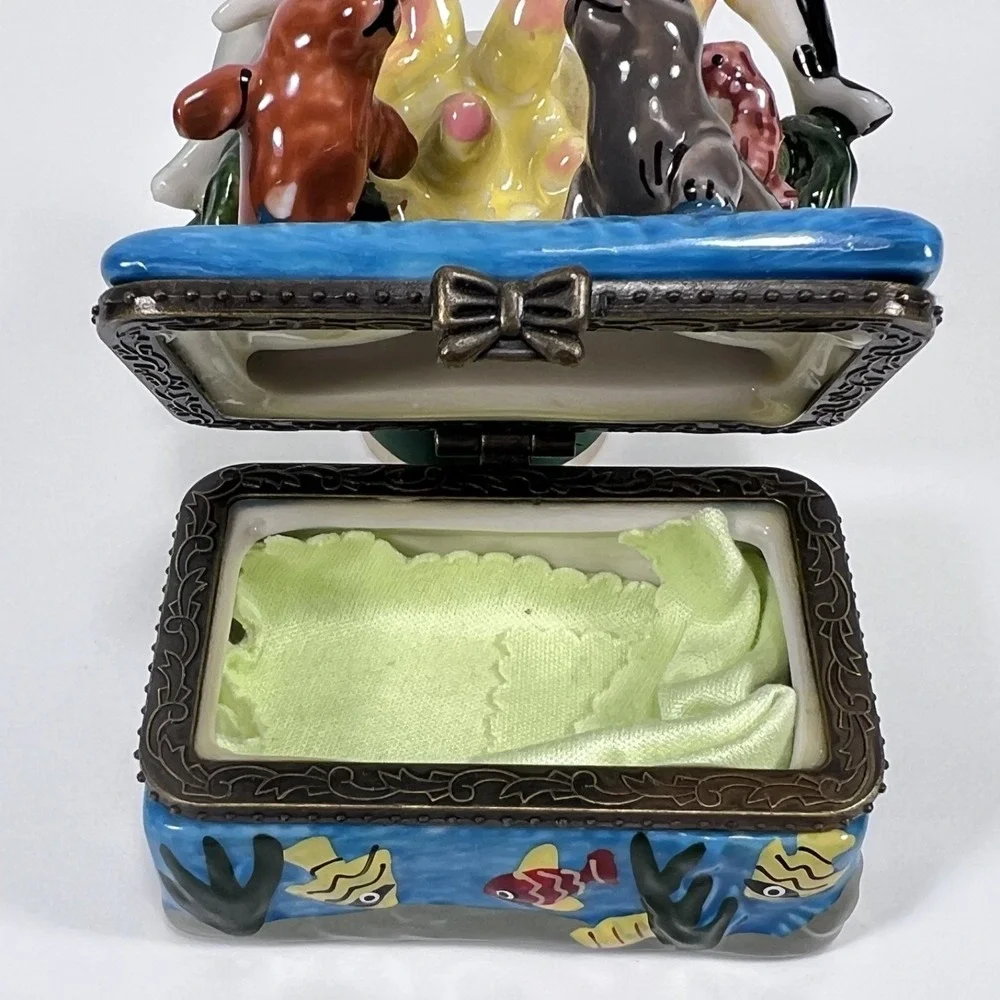Ceramic Whale Trinket Box Small Sea Animal Figurine 2.5